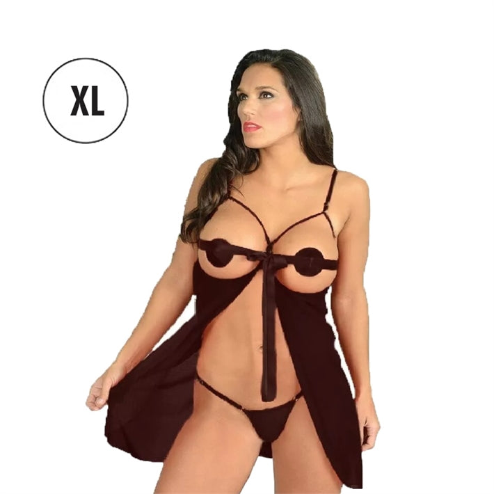 Babydoll negro de tul sin copa