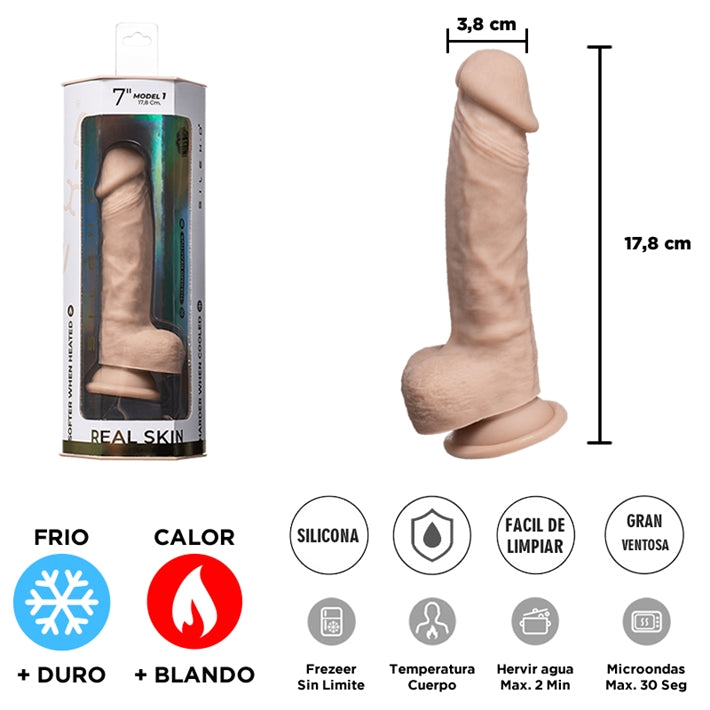 Real Skin Model 1 - Dildo con función Termo reactiva de Silicona LÃquida de 18 cm