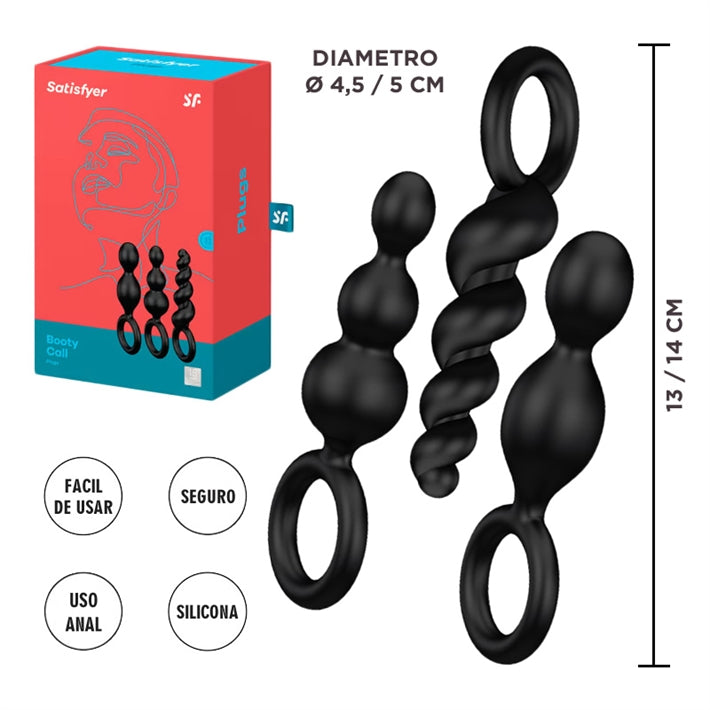 Booty Call kit de 3 dilatadores anales negros