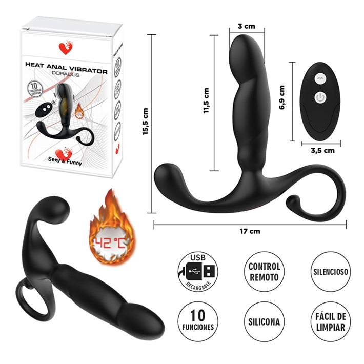 Estimulador prostático con control remoto y función de calor